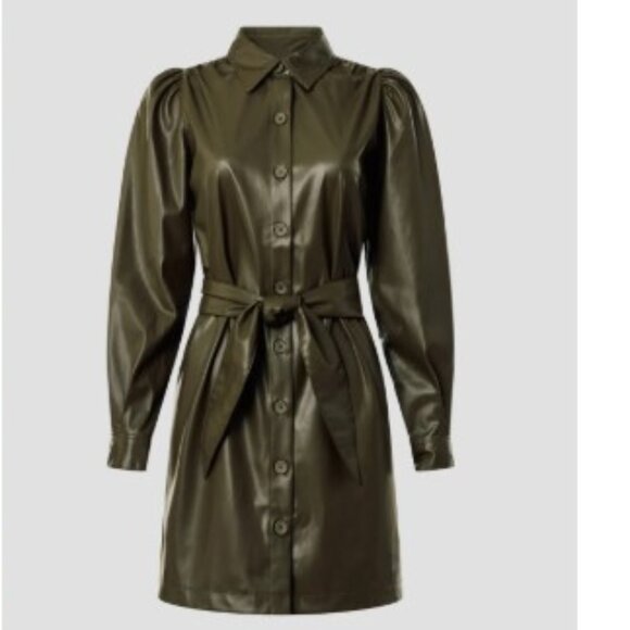 Peter Som Collective Leather Shirt Dress - Size 0 - Picture 1 of 5